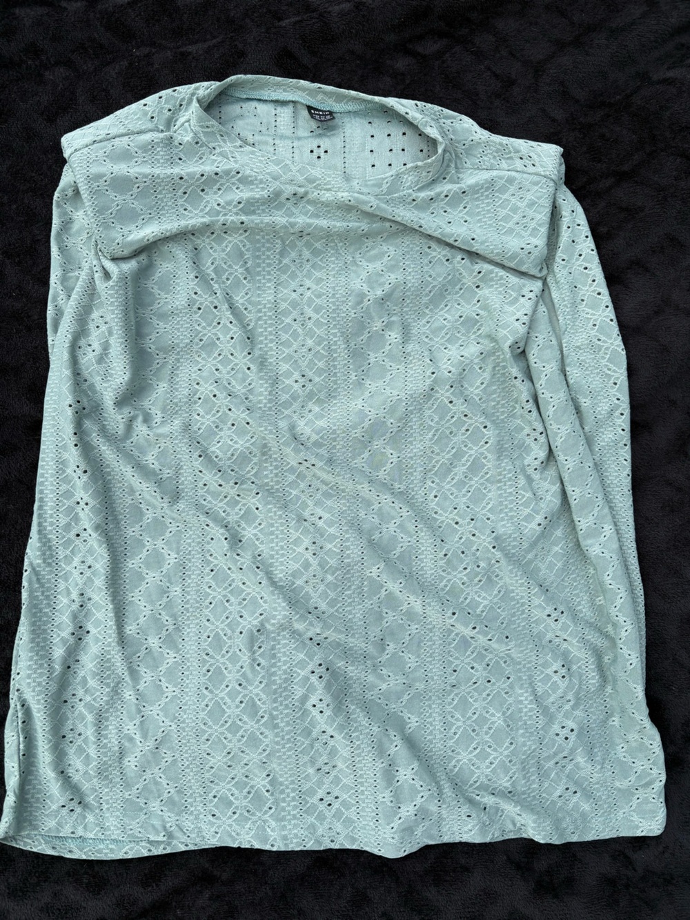 Light Aqua Eyelet Lace Shirt